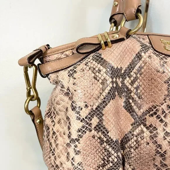 Coach Madison Tan Brown Leather Snakeskin Embossed Python Sophia Satchel Bag - Picture 4 of 9